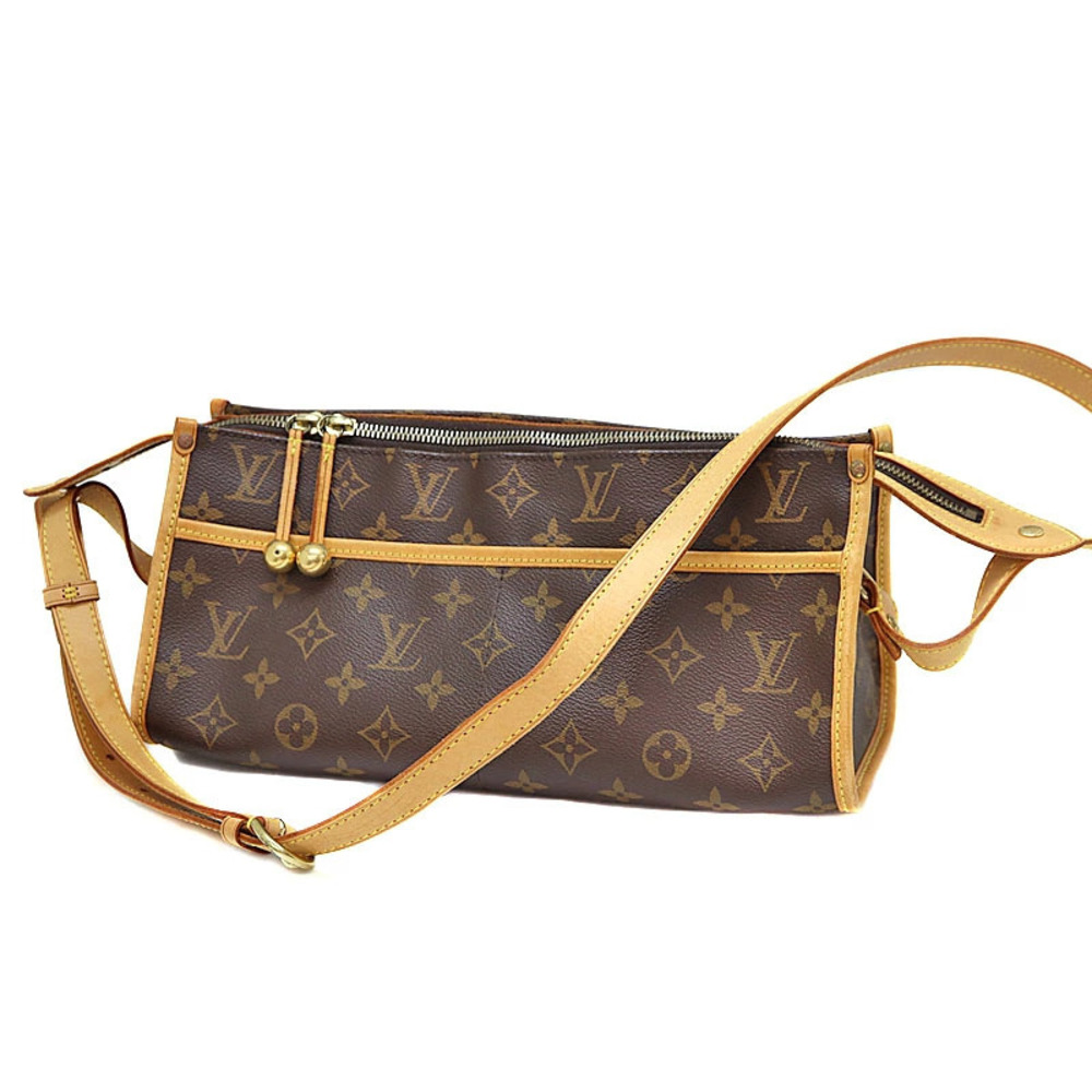 LOUIS VUITTON Popincourt Long Monogram Canvas Brown Shoulder Bag